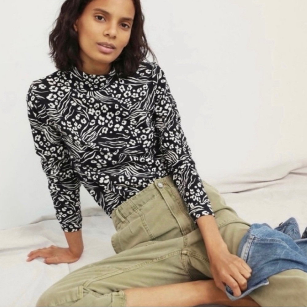 ANTHROPOLOGIE Adventurer Floral Mock Neck Top